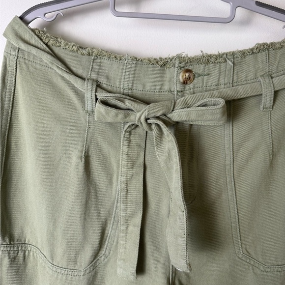 Anthropologie Current Air tie waist wide leg cropped chino size large. - Picture 7 of 10